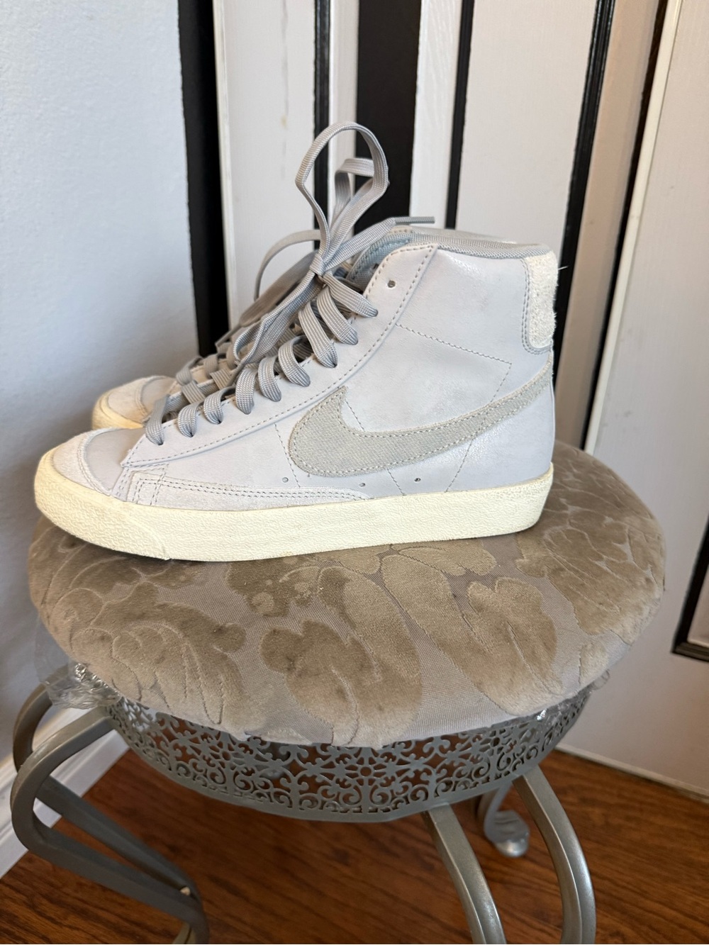 Nike Women's Light Gray Suede High-Top Sneakers